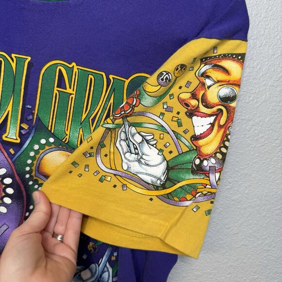 New Orleans Mardi Gras T- Shirt Mens L Single Stitch Tee's Unlimited Vintage - Picture 7 of 8